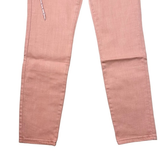 Free People X Sandrine Rose Pink Palm Tree Embroidered Skinny Jeans - Picture 2 of 9